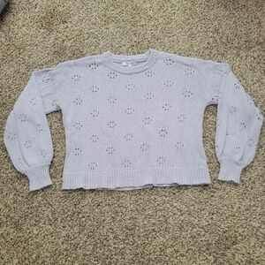 Madewell Floral Pointelle Pullover Sweater Sundrenched Lilac Purple Cotton Small